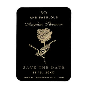 50 und fabelhafte Gold Floral Geburtstag Save the Magnet