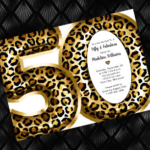 50 und fabelhafte Gold Foil Leopard Print Einladung