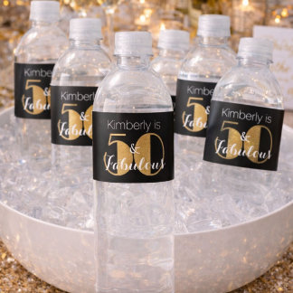50 und fabelhafte Gold Personalisierte Geburtstags Wasserflaschenetikett
