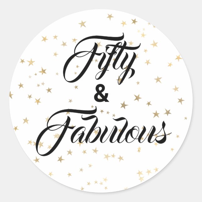 50 und fabelhafte Gold Stars Classic Round Sticker (Vorderseite)