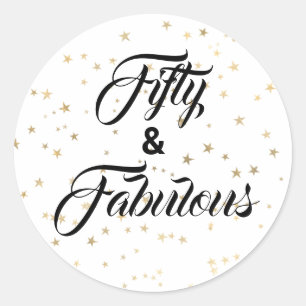 50 und fabelhafte Gold Stars Classic Round Sticker