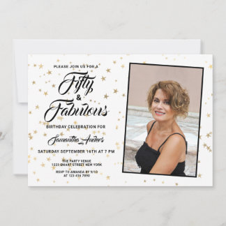 50 und fabelhafte Gold Stars Foto Einladung