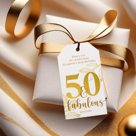 50 und fabelhafte Gold Typografy Foliage Gift Tags Geschenkanhänger