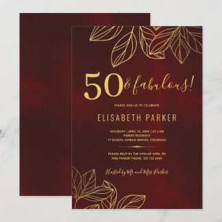50 und fabelhafte goldene elegante 50. Geburtstags Einladung