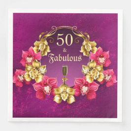50 und fabelhafte goldfarbene Orchideen und Champa Serviette