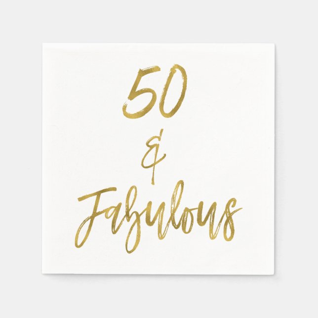 50 und fabelhafte Goldfolie Geburtstag Napkins Serviette (Vorderseite)