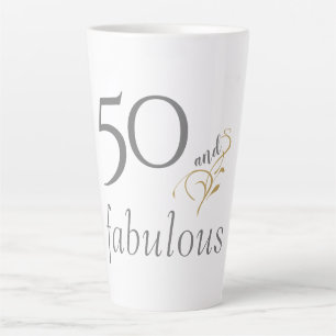 50 und fabelhafte Gray & Gold Script 50. Geburtsta Milchtasse