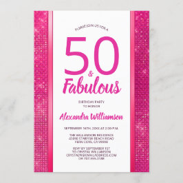 50 und fabelhafte Hot Pink Glam 50. Geburtstagspar Einladung