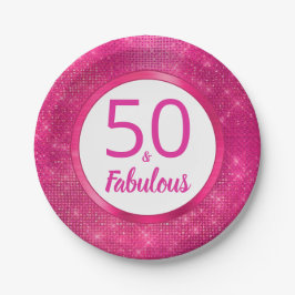 50 und fabelhafte Hot Pink Glam 50. Geburtstagspar Pappteller