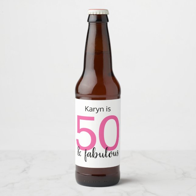 50 und fabelhafte Ladys 50. Geburtstagsparty Bierflaschenetikett (Vorderseite)