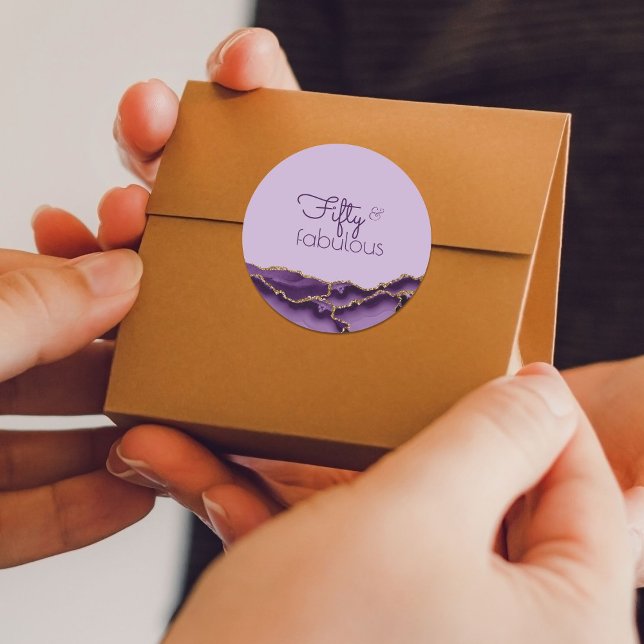 50 und fabelhafte Lila Goldbrieffavoriten Runder Aufkleber (Von Creator hochgeladen)