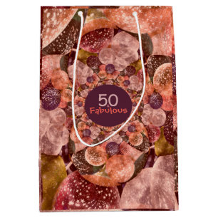 50 und fabelhafte lila rosa Kaleidoskop-Ballone Mittlere Geschenktüte