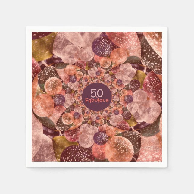 50 und fabelhafte Lila Rosa Kaleidoskop-Balloons Serviette (Vorderseite)