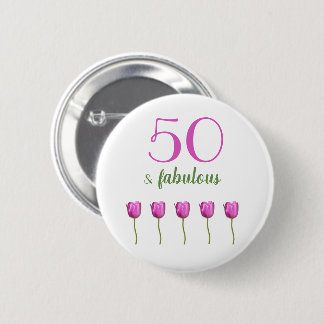 50 und fabelhafte magentarote Tulpe des Button