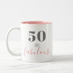 50 und fabelhafte Mama Pink Gray Zweifarbige Tasse