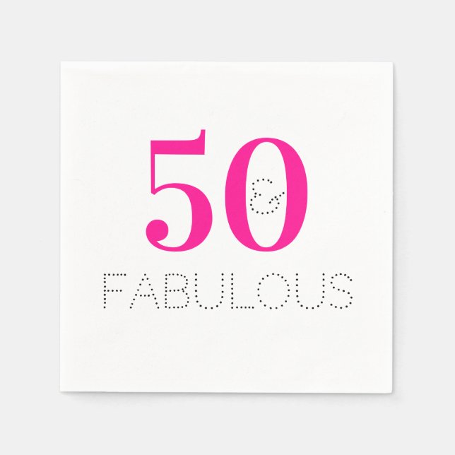 50 und fabelhafte Modern Hot Pink Birthday Party Serviette (Vorderseite)