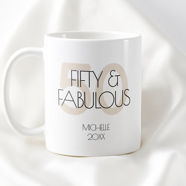 50 und fabelhafte Modern Simple 50 Birthday Party Kaffeetasse (50 and fabulous Modern Simple Fifty Birthday Party Coffee Mug)