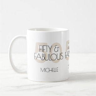 50 und fabelhafte moderne Beige 50 Geburtstagspart Kaffeetasse