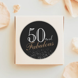 50 und fabelhafte moderne Elegant Black Birthday Runder Aufkleber
