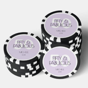 50 und fabelhafte moderne Lila 50 Geburtstagsparty Pokerchips