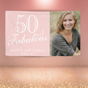 50 und fabelhafte moderne rosa 50. Geburtstags-Fot Banner