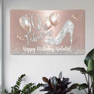 50 und fabelhafte moderne Rose Gold 50. Geburtstag Banner
