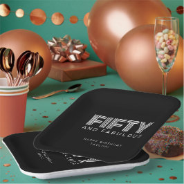 50 und fabelhafte moderne Schwarz-weiße Geburtstag Pappteller