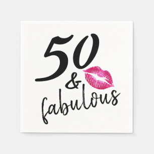 50 und fabelhafte moderne Typografie Geburtstag Serviette