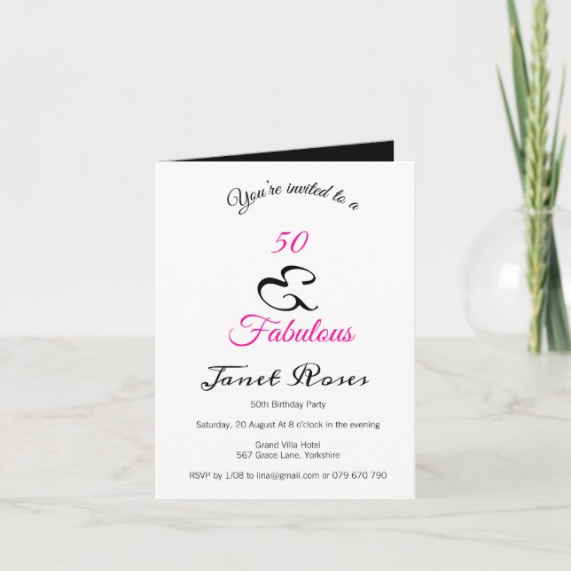 50 und fabelhafte Personalisierte 50. Geburtstag Einladung (Vorderseite)