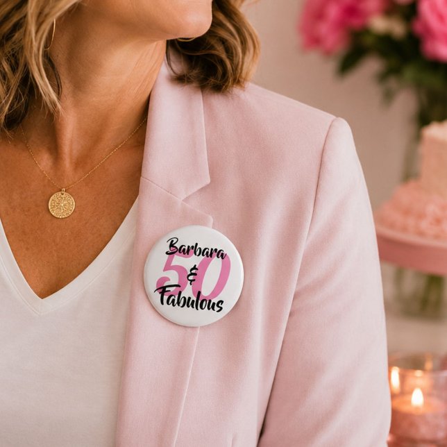 50 und fabelhafte Personalisierte Geburtstagsparty Button (Von Creator hochgeladen)