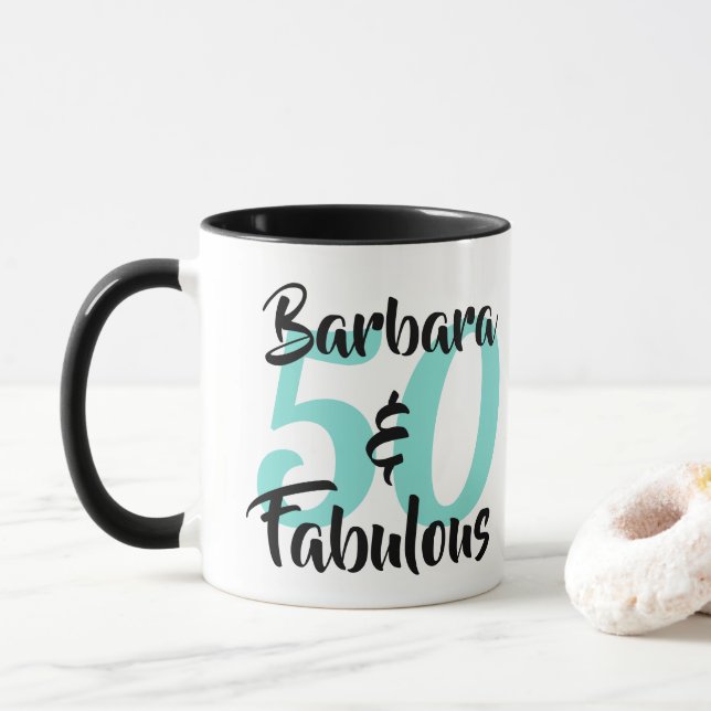 50 und fabelhafte Personalisierte Geburtstagsparty Tasse (Mit Donut)