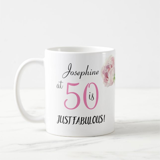 50 und fabelhafte Pink Black Fiftieth Birthday Par Kaffeetasse (Links)