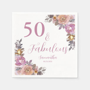 50 und fabelhafte Pink Floral Geburtstagsparty Serviette