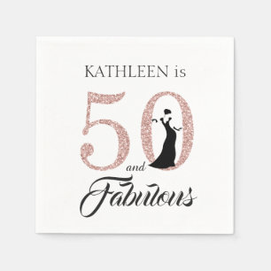 50 und fabelhafte Pink Glitzer Geburtstagsparty Serviette