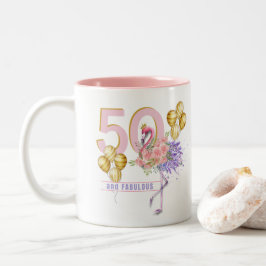 50 und fabelhafte rosa Flamingo-Tasse Zweifarbige Tasse
