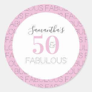 50 und fabelhafte rosa Moderne 50. Geburtstag Runder Aufkleber