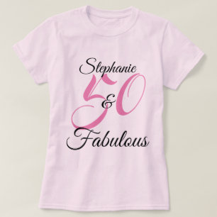 50 und fabelhafte rosa Personalisierte Geburtstags T-Shirt