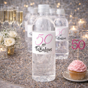 50 und fabelhafte rosa Personalisierte Geburtstags Wasserflaschenetikett