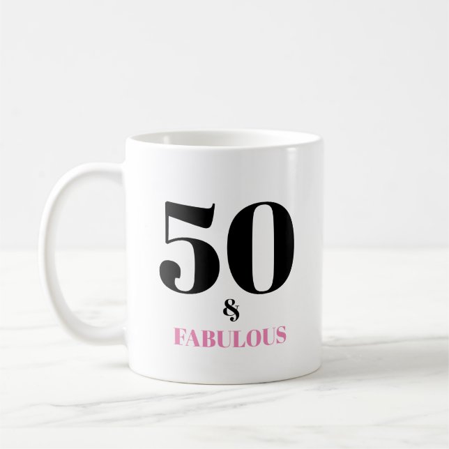 50 und fabelhafte rosa Tasse (Links)