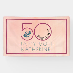 50 und fabelhafte rosa Typografie Geburtstagsparty Banner