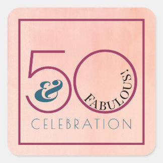 50 und fabelhafte rosa Typografie Geburtstagsparty Quadratischer Aufkleber