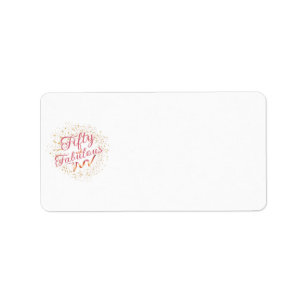 50 und fabelhafte rosa Typografie, goldenes Funkel Adressaufkleber