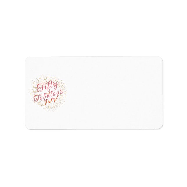 50 und fabelhafte rosa Typografie, goldenes Funkel Adressaufkleber (Vorne)