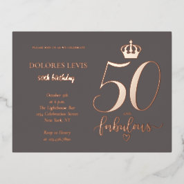 50 und fabelhafte Rose Gold Geburtstag Folie Einladungspostkarte