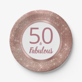 50 und fabelhafte Rose Gold Glam 50. Geburtstagspa Pappteller