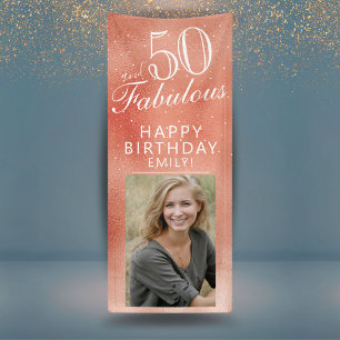 50 und Fabelhafte Rose Gold Metallisch Foto Banner