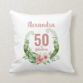 50 und fabelhafte rot rosa Drehbuch stylish Geburt Kissen