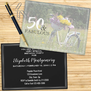50 und fabelhafte Rustikale Bicycle Birthday Party Einladung