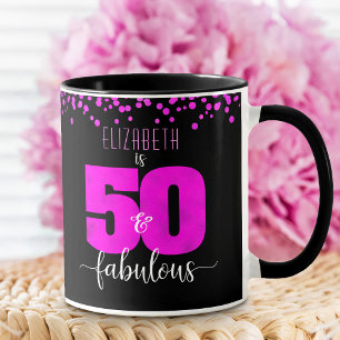 50 und fabelhafte schwarz-heiß-rosa Folie Punkte G Tasse