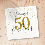 50 und fabelhafte Schwarz und Gold 50. Geburtstag Serviette<br><div class="desc">Elegante 50 und fabelhafte goldene Sterne Konfetti Geburtstagsparty Servietten. Sie können es mit dem besonderen Namen der Dame personalisieren,  was eine schöne Ergänzung zum Party-Fest ist. Entwickelt von Thisisnotme©</div>